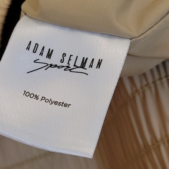 Adam Selman Sport Gathered Sleeve Track Jacket Windbreaker Chino Tan Zip Up Hood - Picture 9 of 11